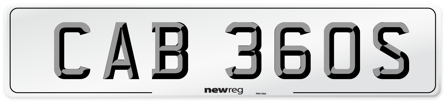 CAB 360S Number Plate from New Reg